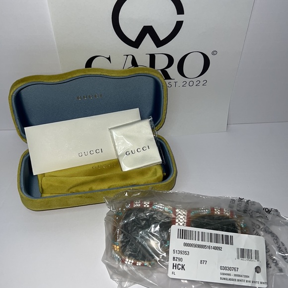 🤩Gucci Hollywood Forever Honey Green Floral Crystal Unisex Sunglasses 🤩 - Picture 9 of 10